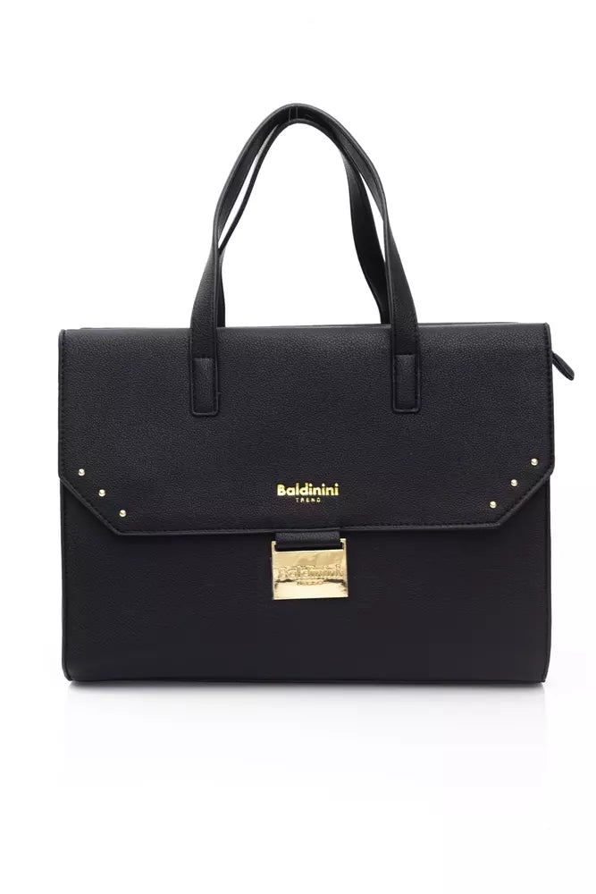 Black Polyethylene Women Handbag