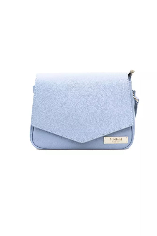 Light Blue Leather Women Shoulder Bag