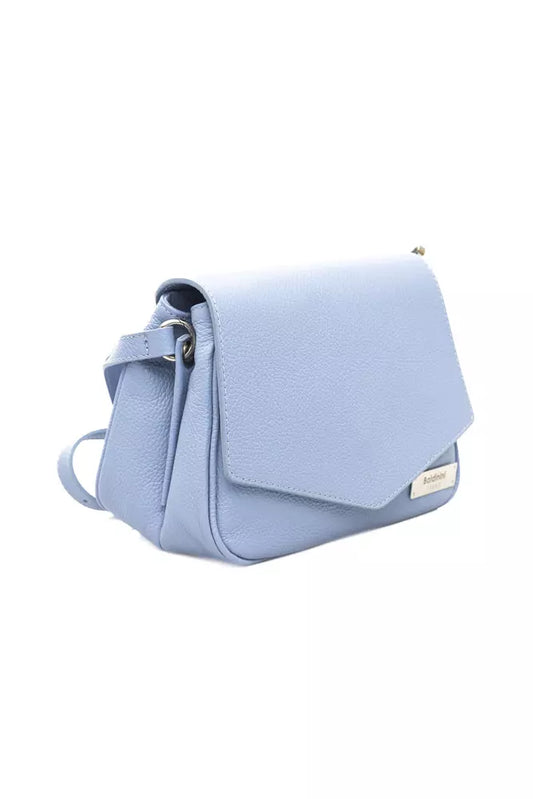 Light Blue Leather Women Shoulder Bag