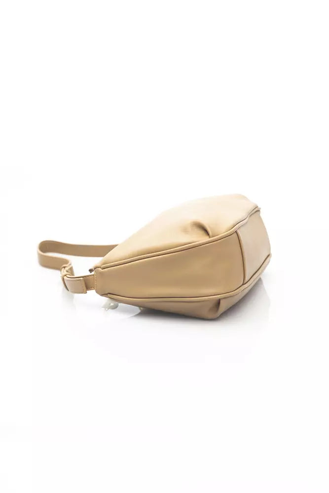 Beige Polyethylene Women Shoulder Bag