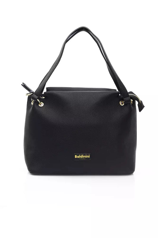Black Polyethylene Women Shoulder Bag