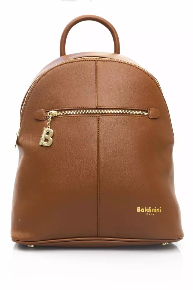 Brown Polyethylene Women Backpack