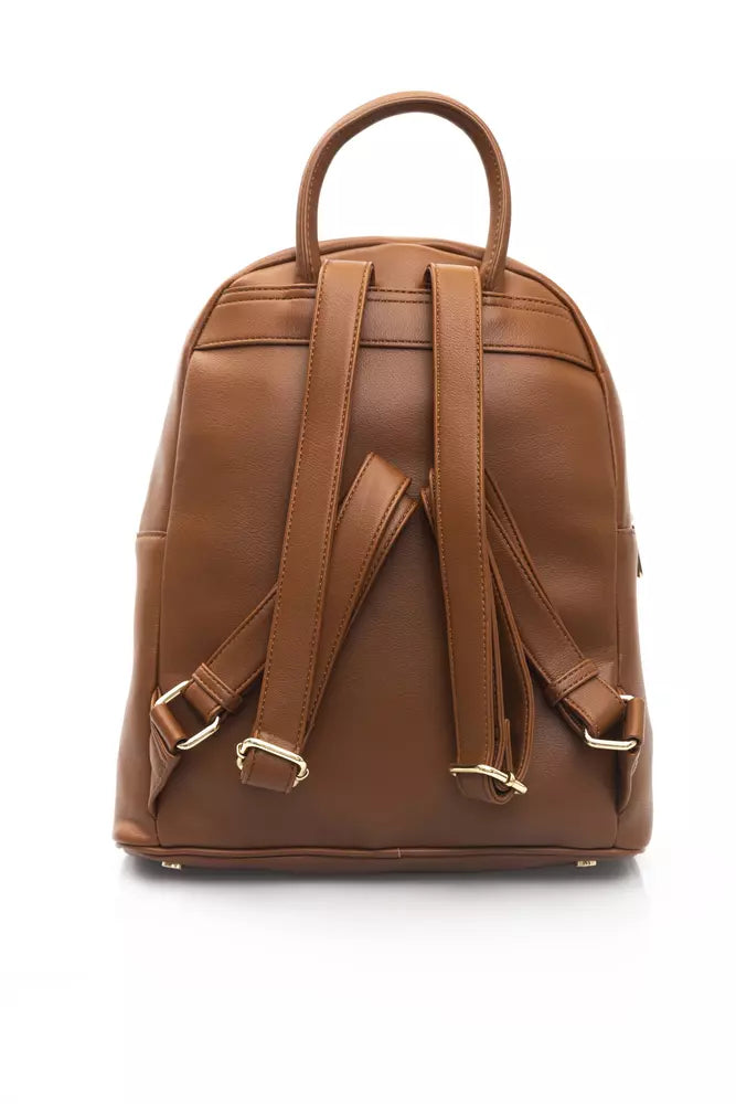 Brown Polyethylene Women Backpack