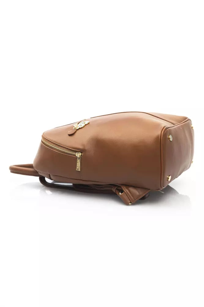 Brown Polyethylene Women Backpack