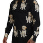 Elegant Black Dog Print Casual Shirt