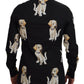 Elegant Black Dog Print Casual Shirt