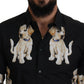 Elegant Black Dog Print Casual Shirt