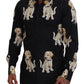 Elegant Black Dog Print Casual Shirt