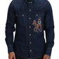 Chic Blue Cotton Blend Classic Shirt