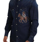 Chic Blue Cotton Blend Classic Shirt
