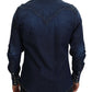 Chic Blue Cotton Blend Classic Shirt