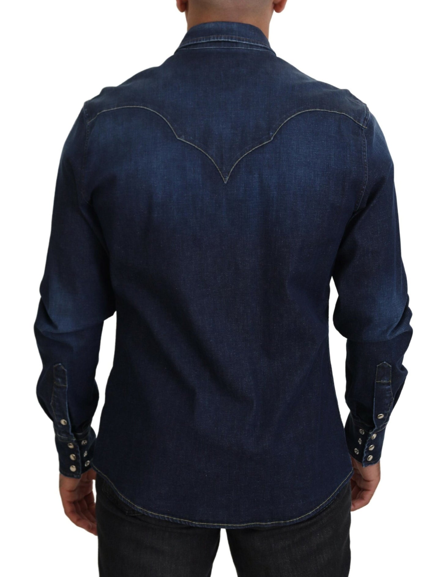 Chic Blue Cotton Blend Classic Shirt