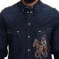Chic Blue Cotton Blend Classic Shirt