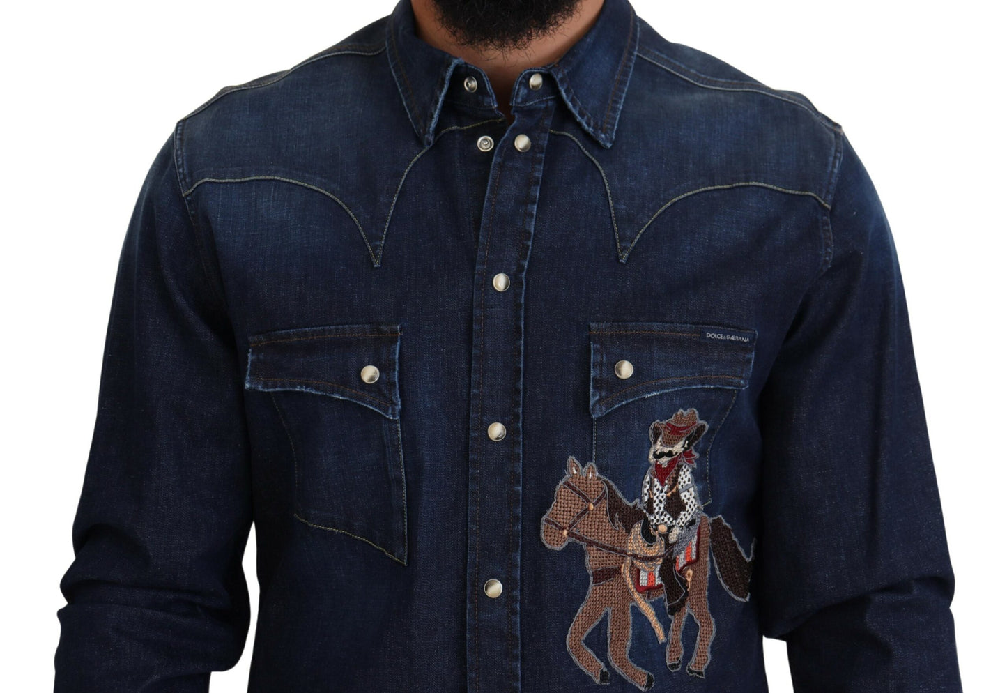Chic Blue Cotton Blend Classic Shirt