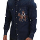 Chic Blue Cotton Blend Classic Shirt