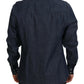 Elegant Blue Printed Silk Cotton Shirt