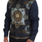 Elegant Blue Printed Silk Cotton Shirt