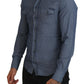Elegant Casual Blue Cotton Shirt