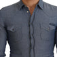 Elegant Casual Blue Cotton Shirt