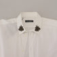 Elegant Embellished White Cotton Shirt