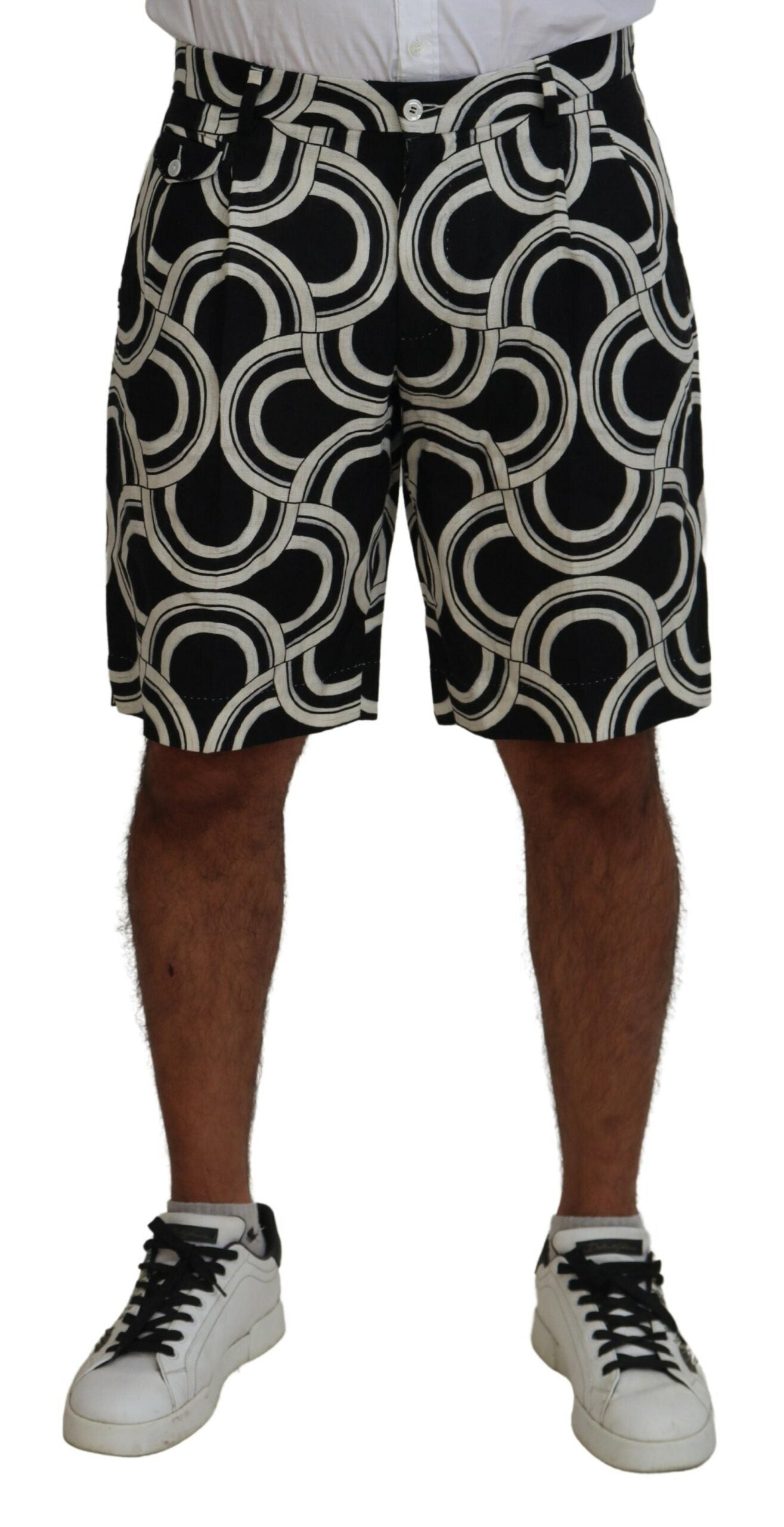 Chic Black and White Linen Shorts
