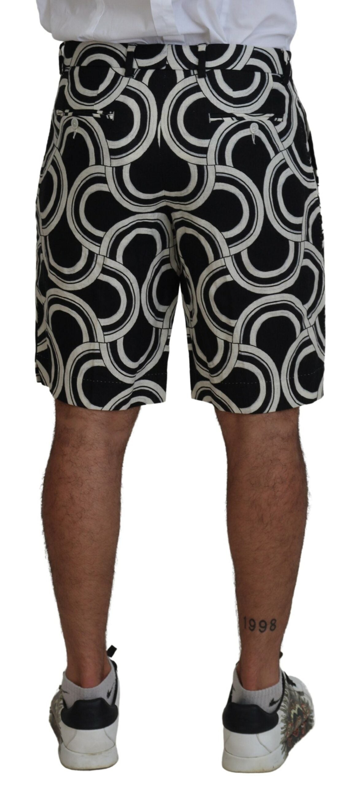 Chic Black and White Linen Shorts