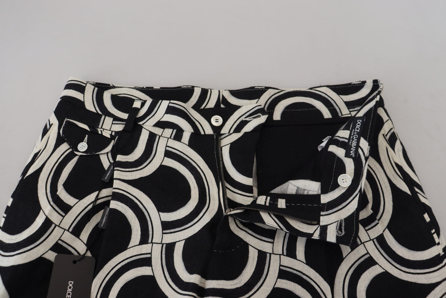 Chic Black and White Linen Shorts