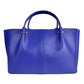 Chic Blue Calfskin Handbag with Python Print Detail