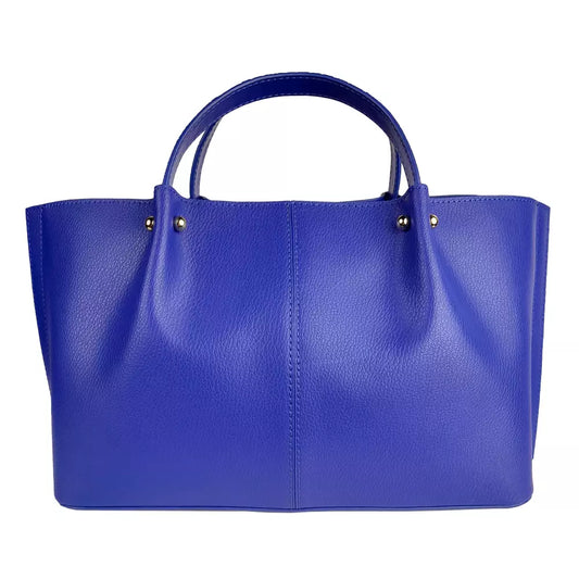 Chic Blue Calfskin Handbag with Python Print Detail