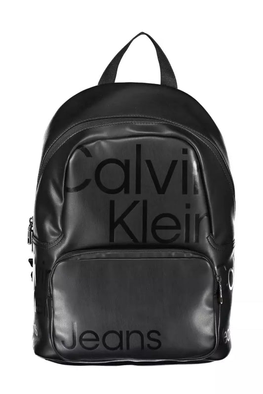 Black Polyethylene Men Backpack