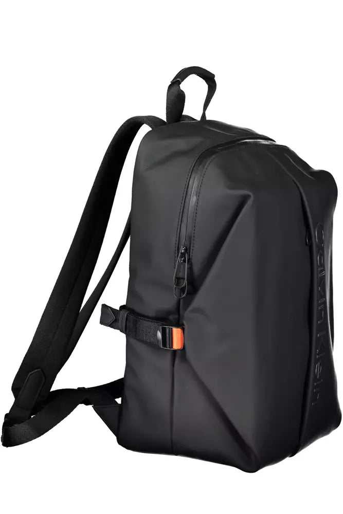 Black Polyester Men Backpack