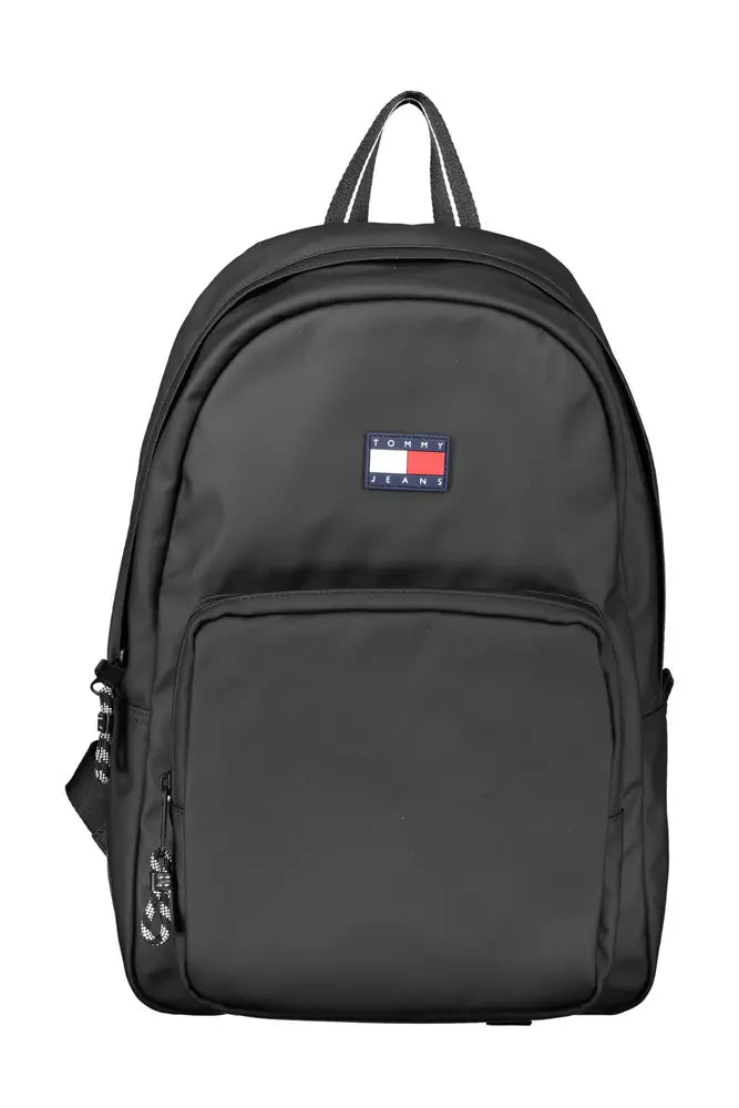 Black Polyester Men Backpack