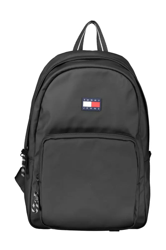 Black Polyester Men Backpack