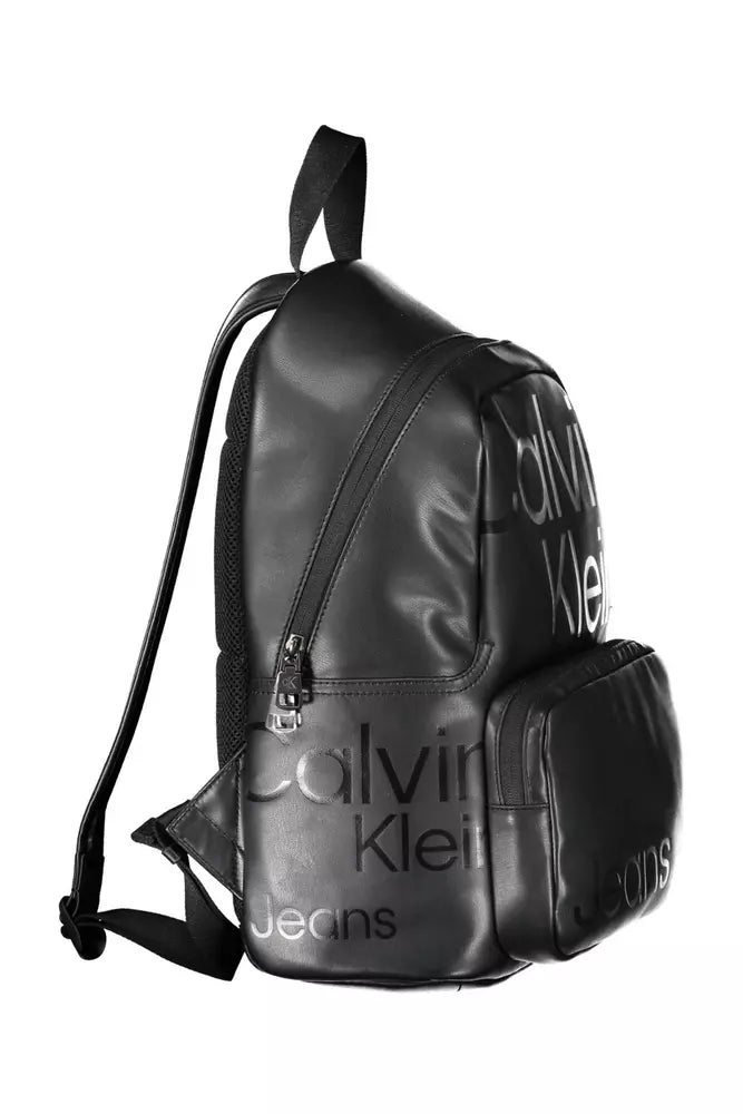 Black Polyethylene Men Backpack