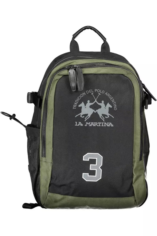 Black Polyester Men Backpack