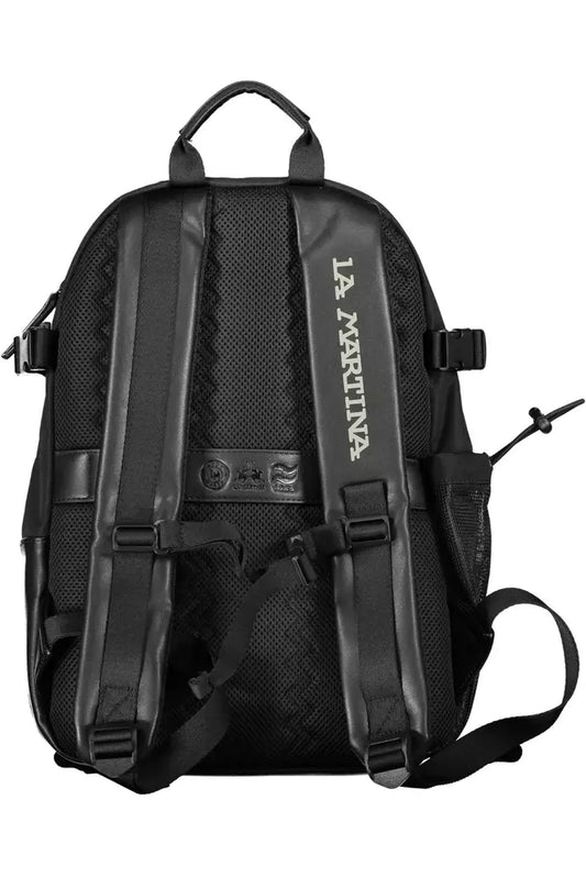 Black Polyester Men Backpack