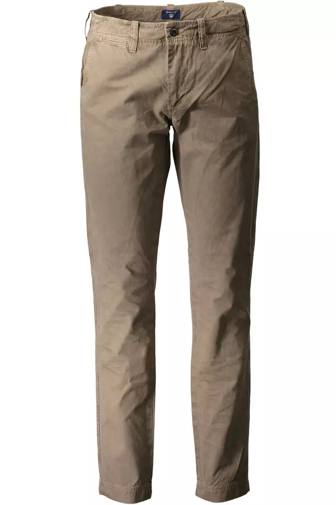 Brown Cotton Men Pant