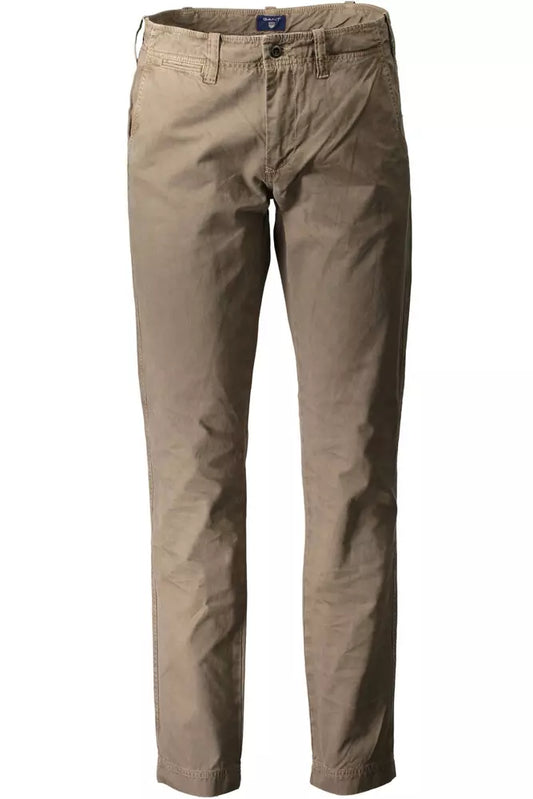 Brown Cotton Men Pant