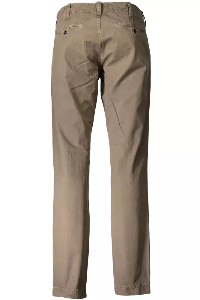 Brown Cotton Men Pant