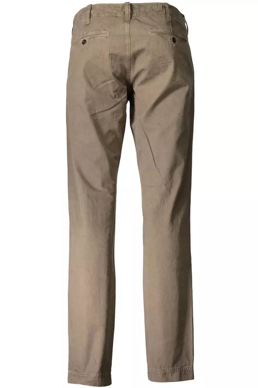 Brown Cotton Men Pant