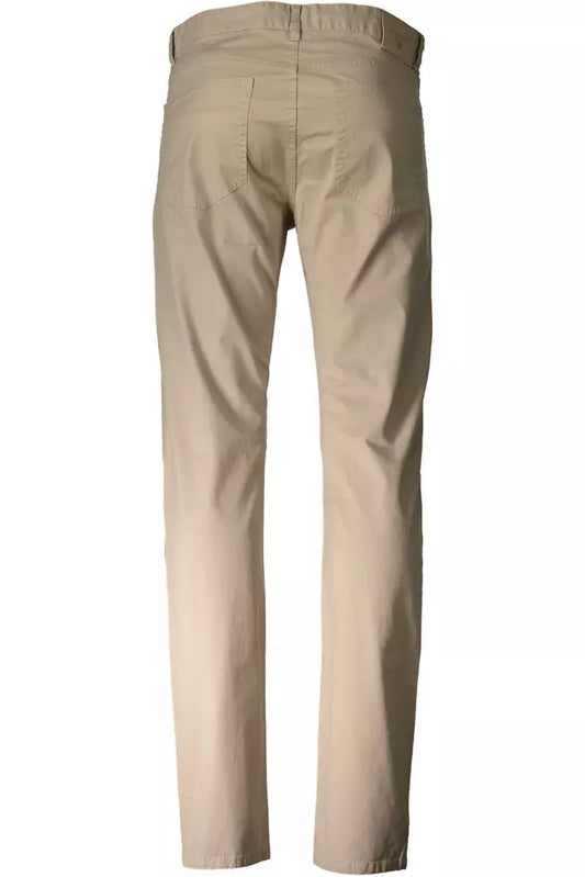 Beige Cotton Men Trouser