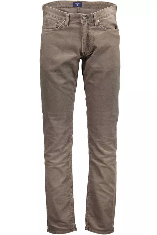 Beige Cotton Men Pant