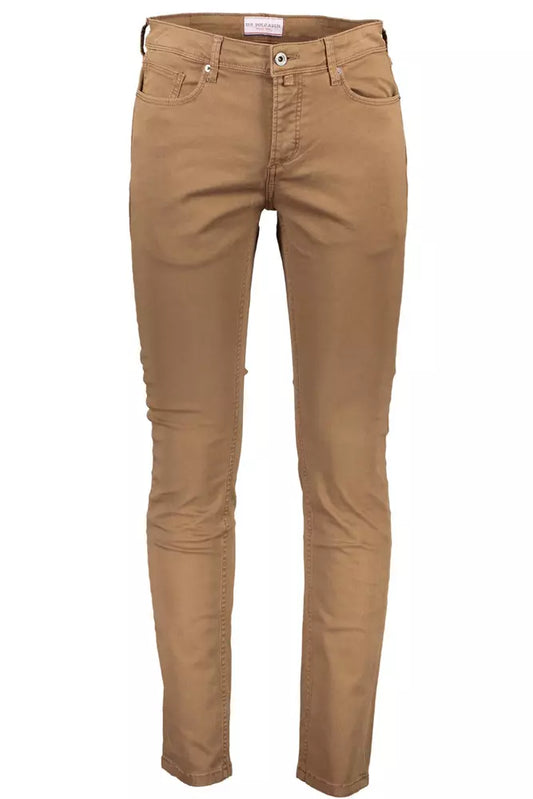 Brown Cotton Men Trouser