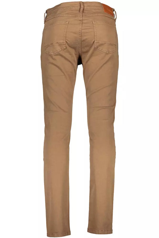 Brown Cotton Men Trouser