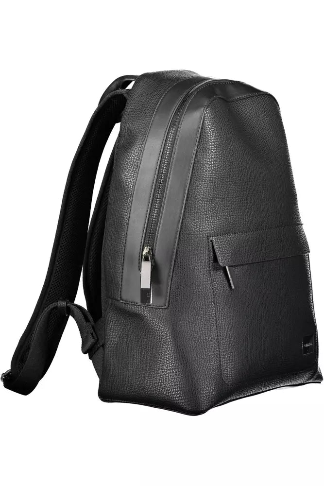 Black Polyethylene Men Backpack