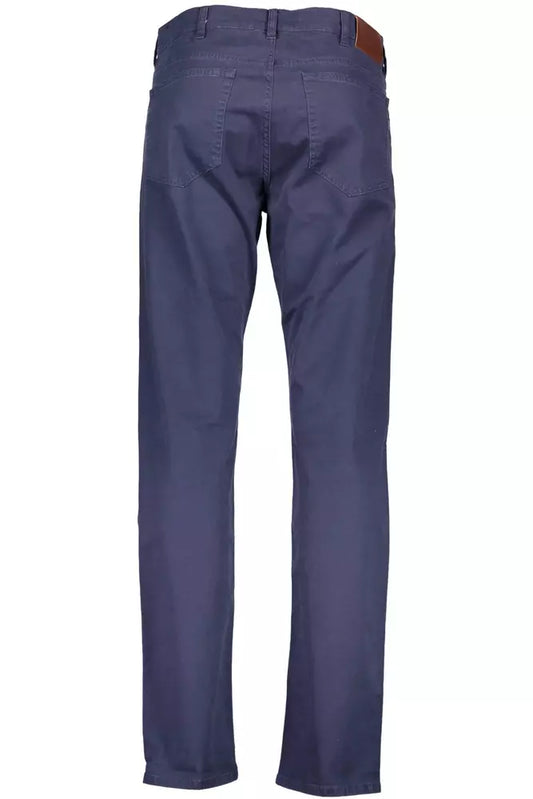 Blue Cotton Men Trouser