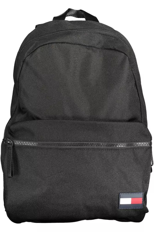 Black Polyester Men Backpack