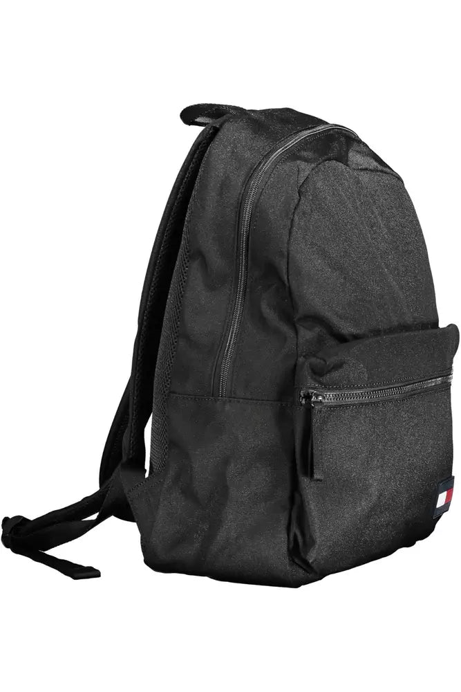 Black Polyester Men Backpack