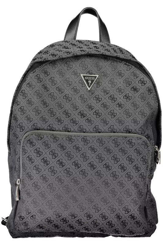 Black Polyester Men Backpack