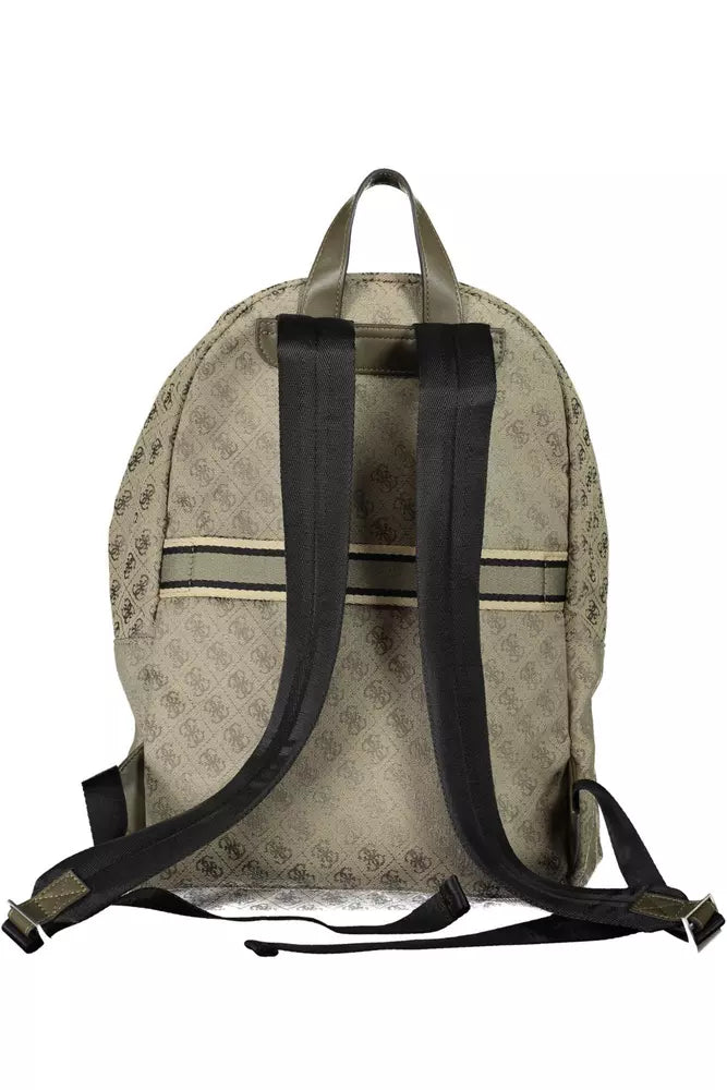 Green Polyester Men Backpack